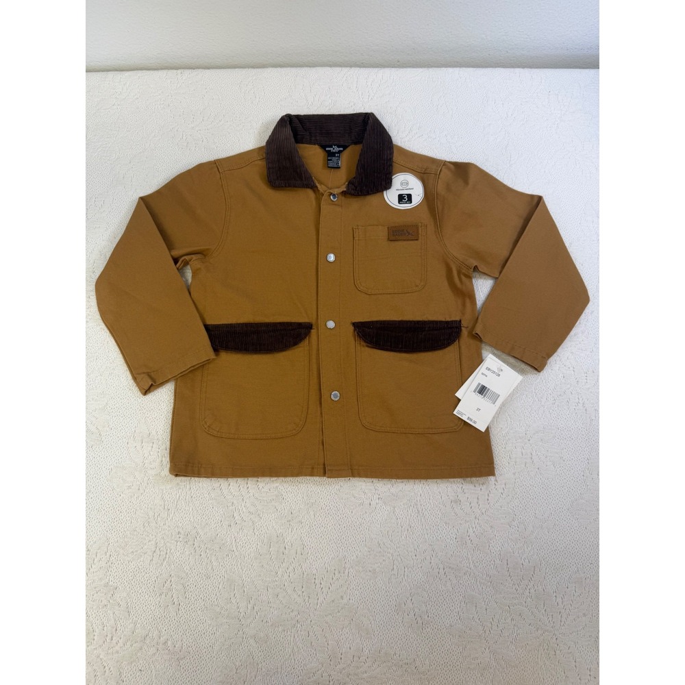 Eddie Bauer Kids Chore Jacket 3T Sepia Brown Canvas Corduroy Trim EBY25128 NEW